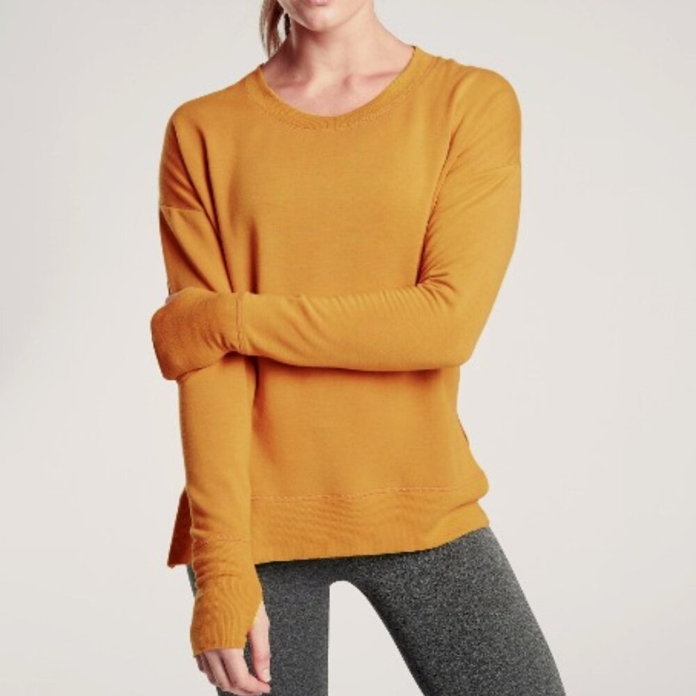 Athleta Solid Orange Coaster Luxe Sweatshirt - image 1